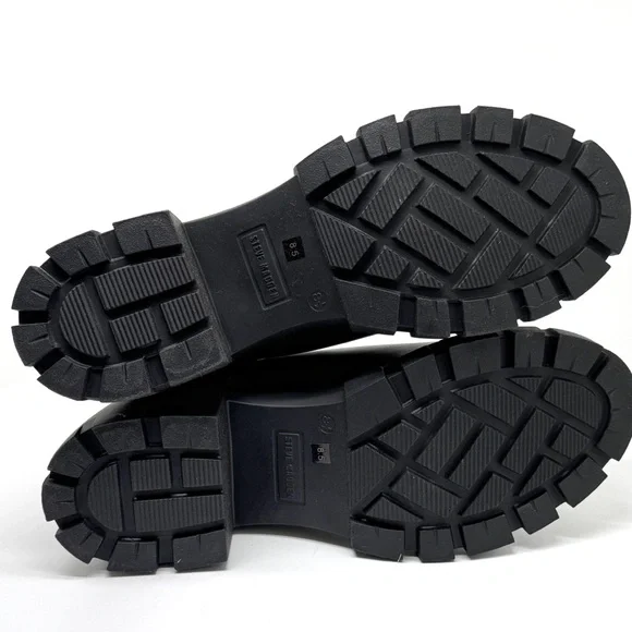 Steve Madden Howler Bootie Black Chunky Heel Combat Boots Size 8.5 - Picture 10 of 12